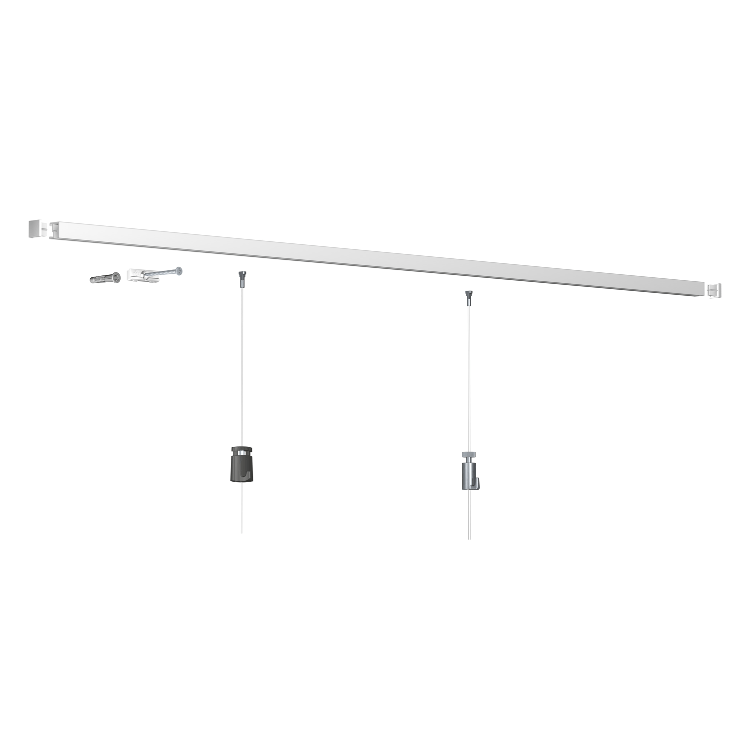 Riel de contorno blanco para cuadros de 200 cm para atornillar + clips de fijación + tornillos y tacos