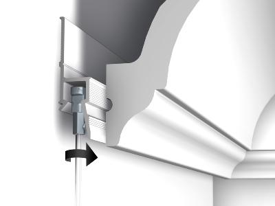 Kit Cimaise tableau DecoRail Artiteq 200 cm + corniche Orac Decor CX126 - 200 x 9 x 9 cm - vis & chevilles murs mixtes