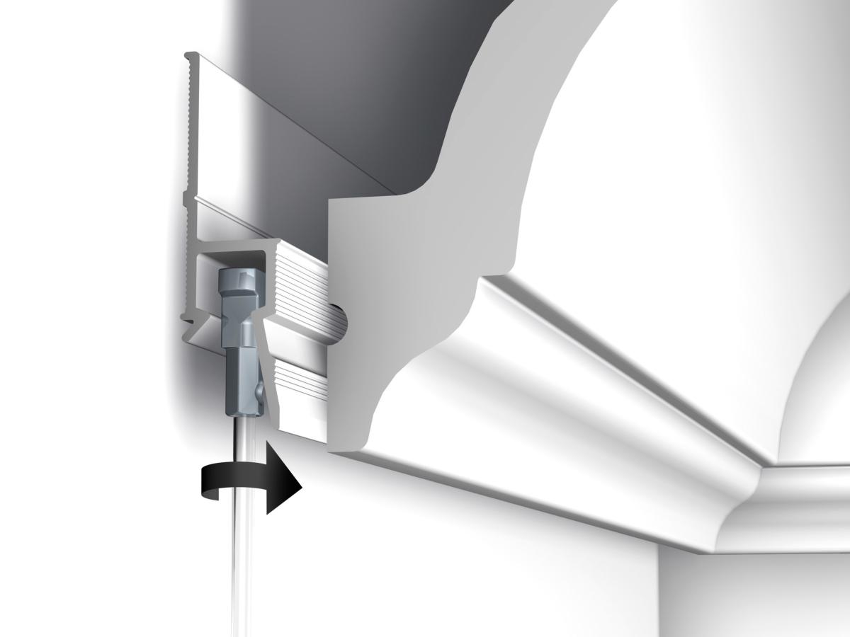 Kit Cimaise tableau DecoRail Artiteq 200 cm + corniche Orac Decor CX110 - 200 x 4,7 x 4,1 cm - vis & chevilles murs mixtes