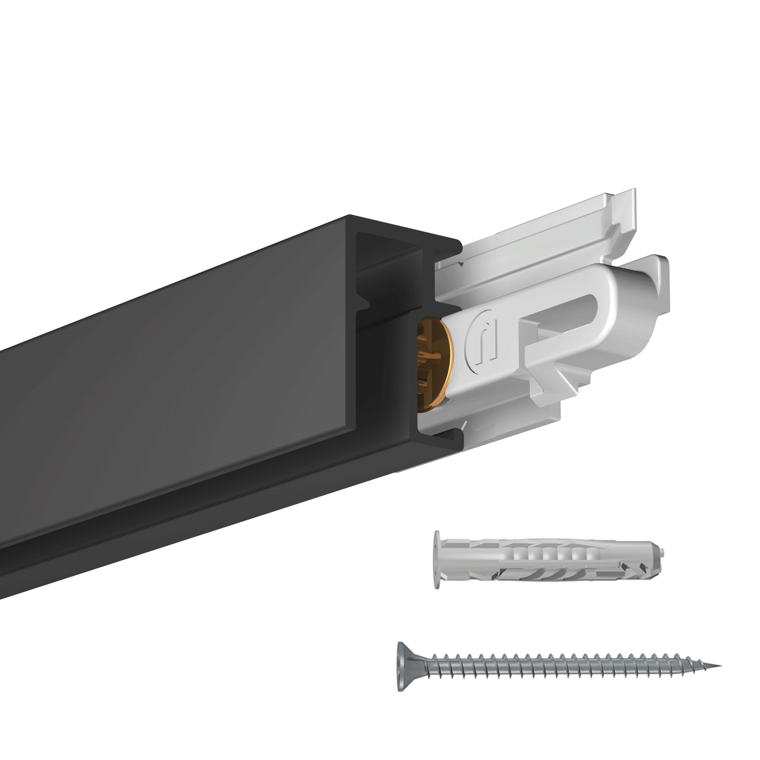 Mini-Click Rail R10 200cm Picture Rail + Fixing Clips + Multi-Material Screws & Plugs - Newly Picture Rail