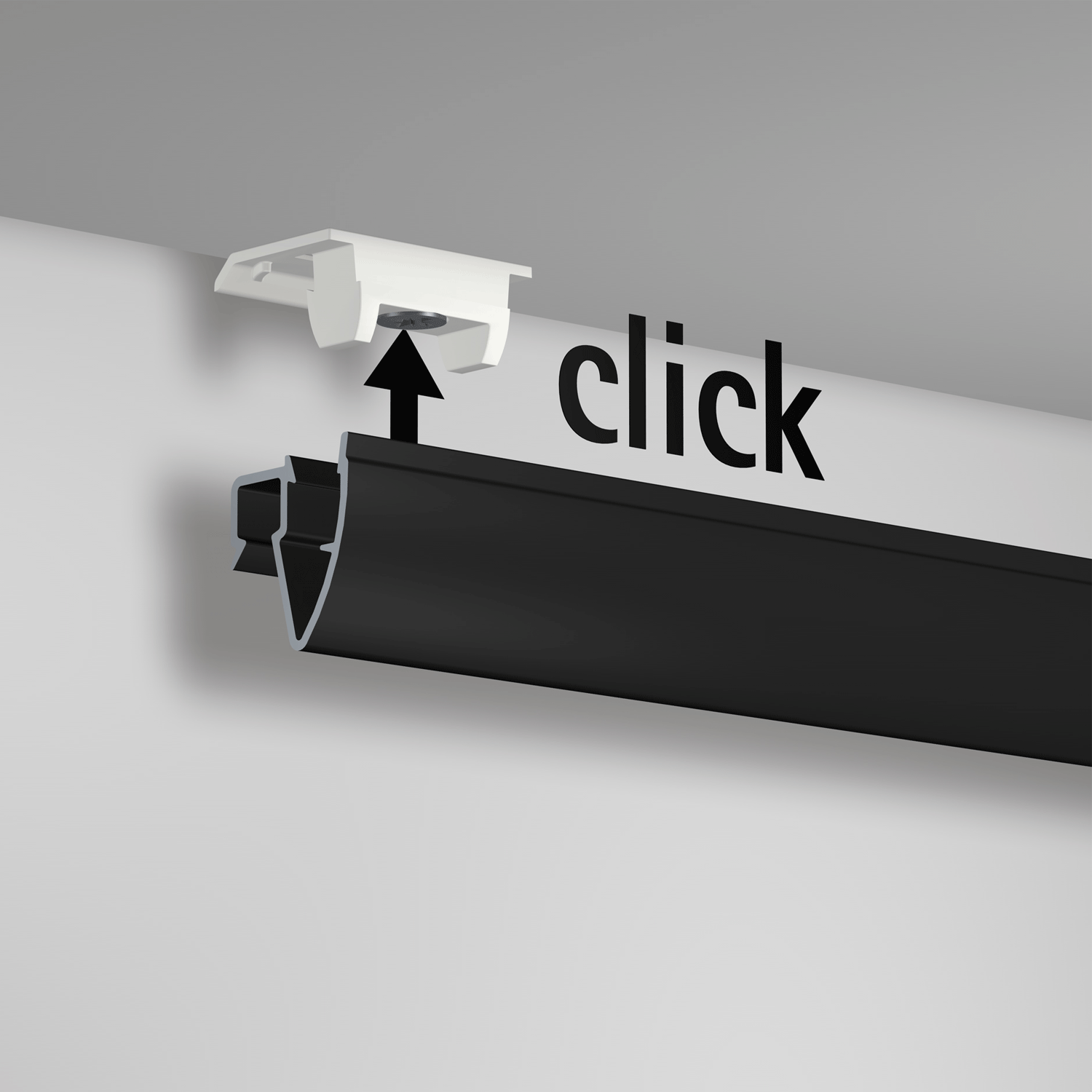 Cimaise Plafond Click Up Rail 200cm + clips + vis & chevilles multimatériaux - Cimaise Tableau Artiteq