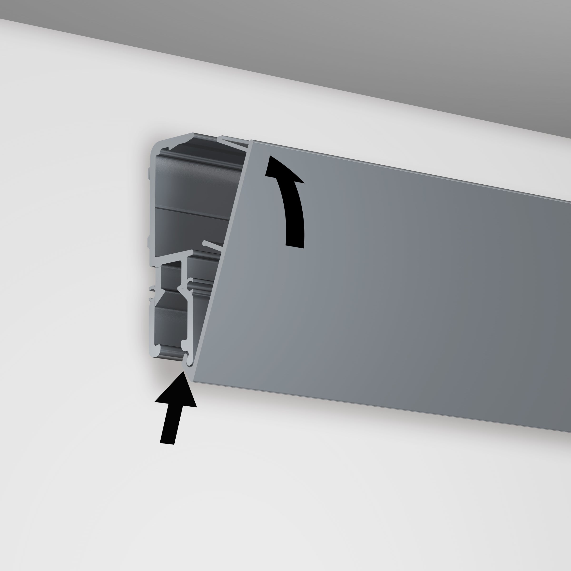 Capot pour cimaise R70 Newly 200CM couleur gris alu -Museum Line cimaise tableau