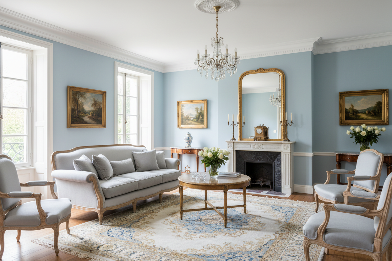 Corniche C175 - murs bleu clair