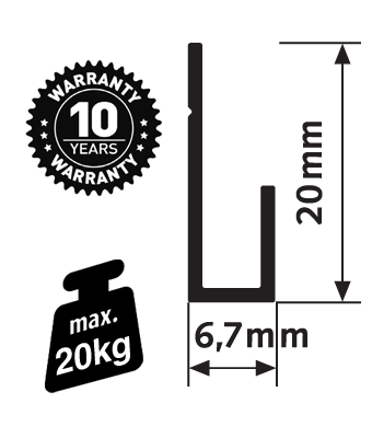 Cimaise Classic Rail Blanc 200 cm + vis & chevilles multimatériaux - Cimaise Tableau Artiteq