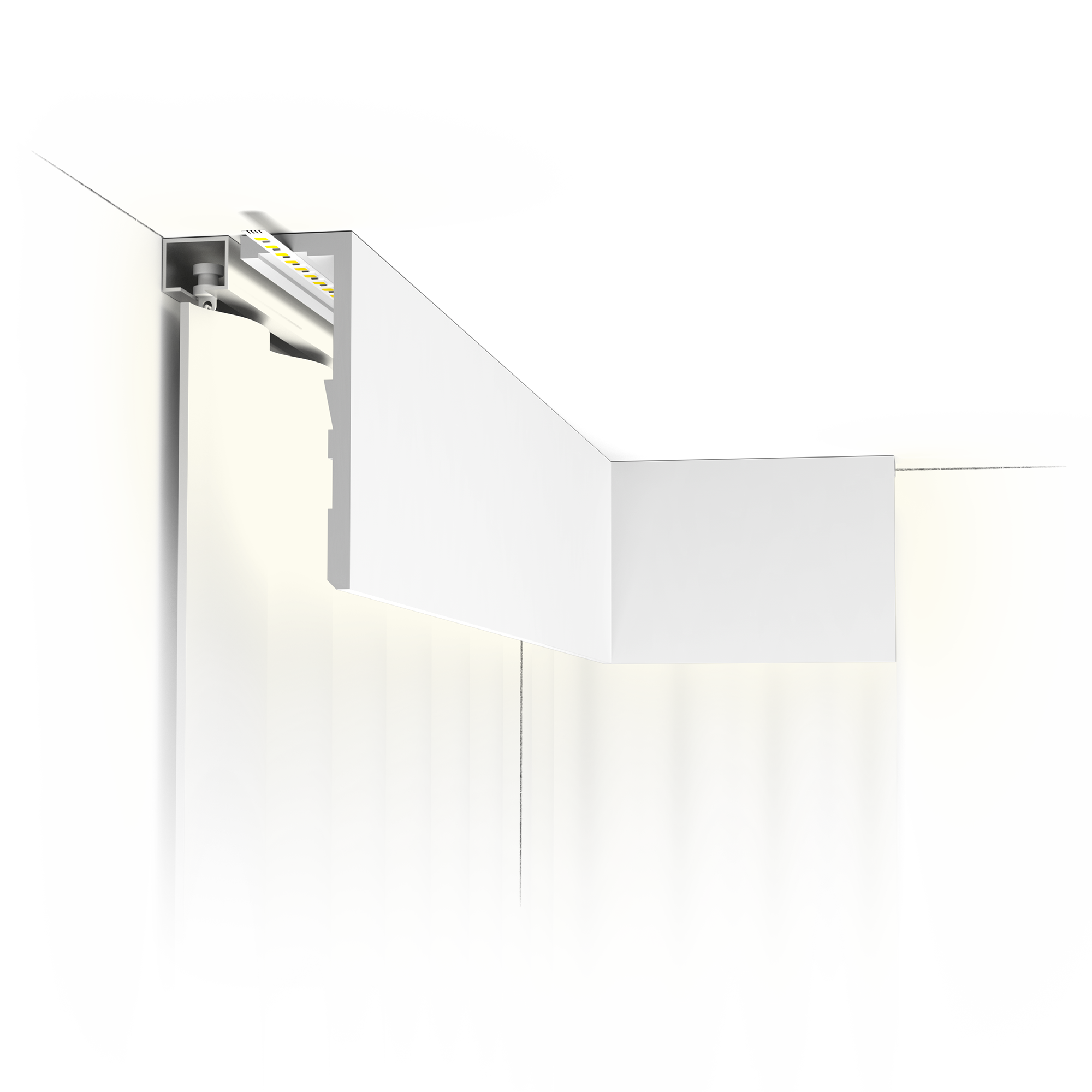 CX217-2600 Ledge profil rideau éclairage - 15,5x5x260cm (h x p x L) - moulure décorative polymère