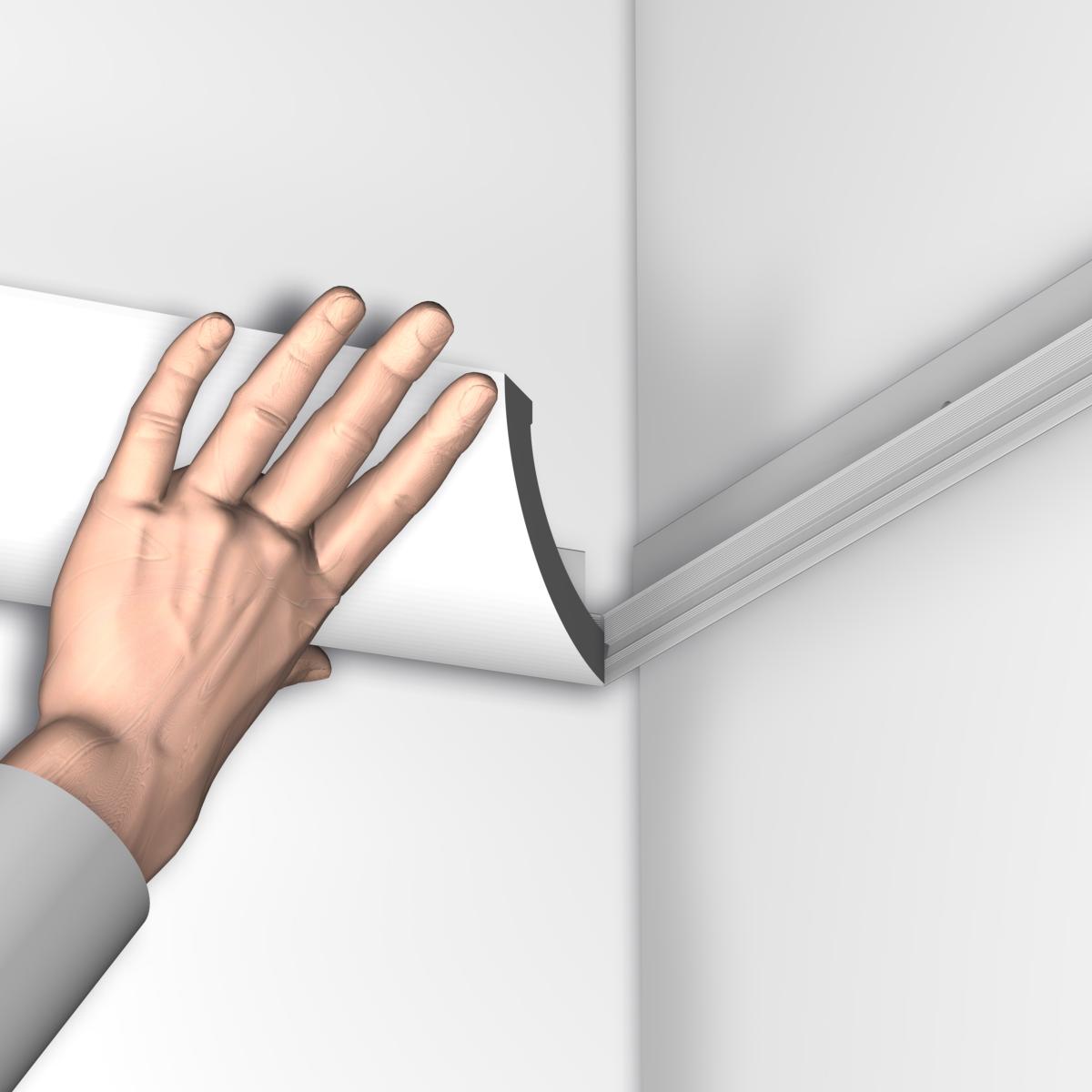 Kit Cimaise tableau DecoRail Artiteq 200 cm + corniche Orac Decor C362 - 200 x 5 x 5 cm - vis & chevilles murs mixtes