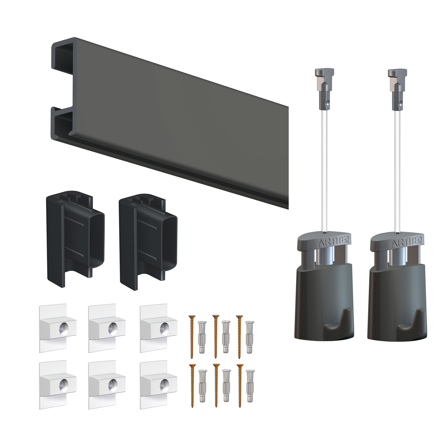 Cimaise Box PREMIUM Click Rail 2 mètres - Kit tout en un