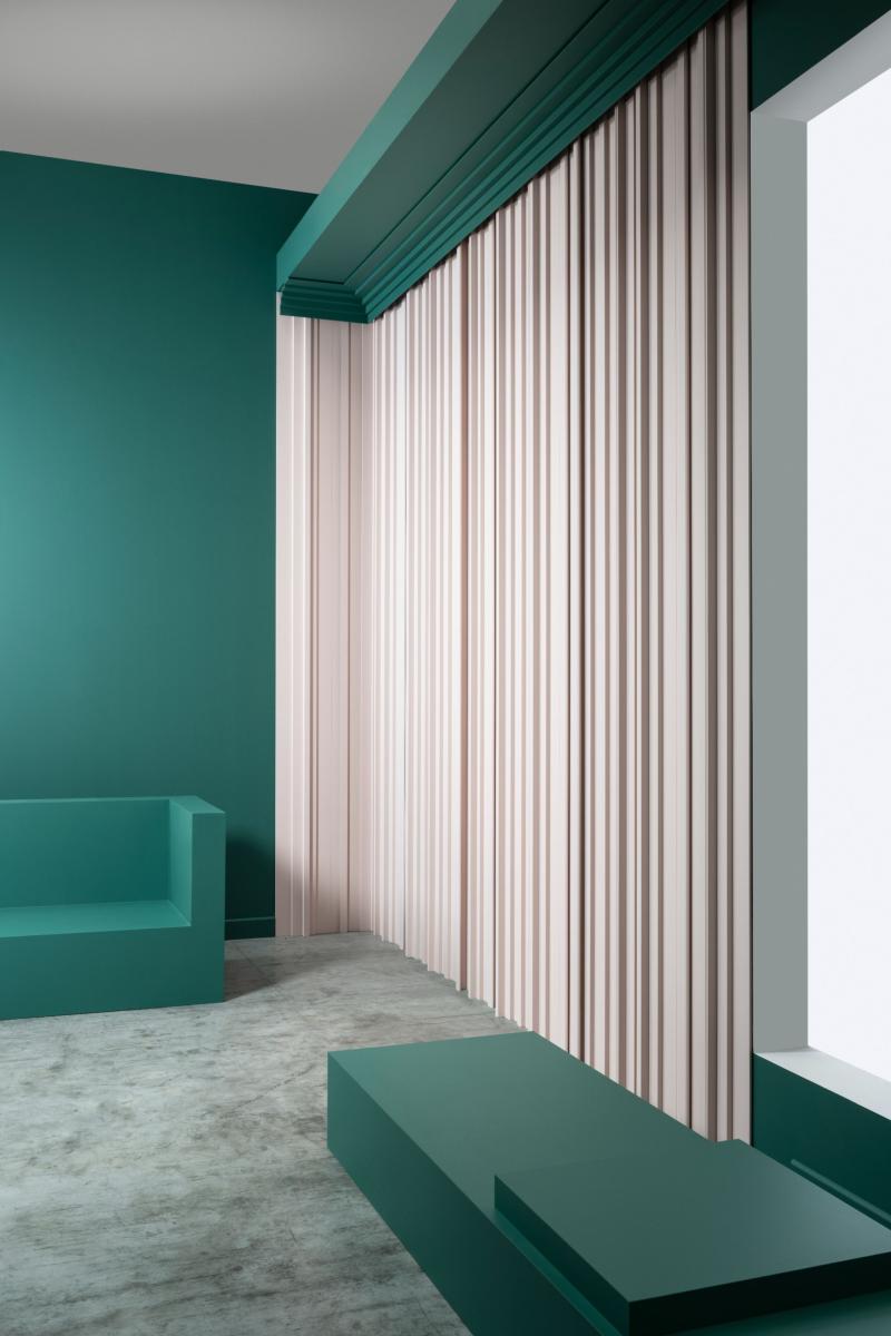 C394 STEPS Corniche cache tringle à rideau -9,5x3,1x200cm (h x p x l) moulure décorative