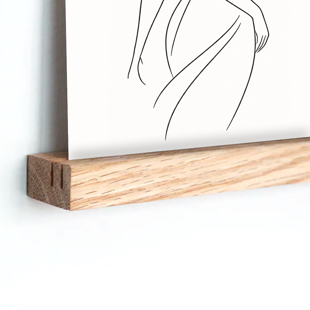 Porte photo en bois - étagère en chêne double rainure