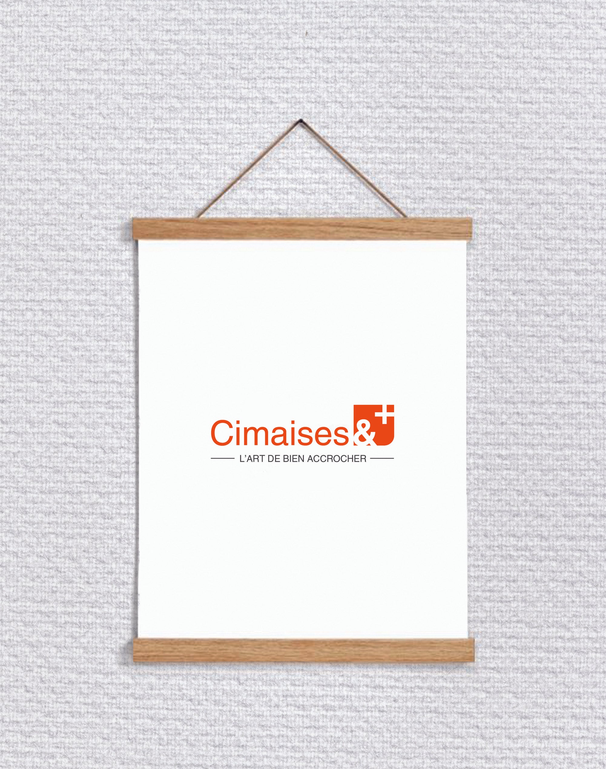 Porte affiche magnétique / bois de chêne - Suspension de poster en bois
