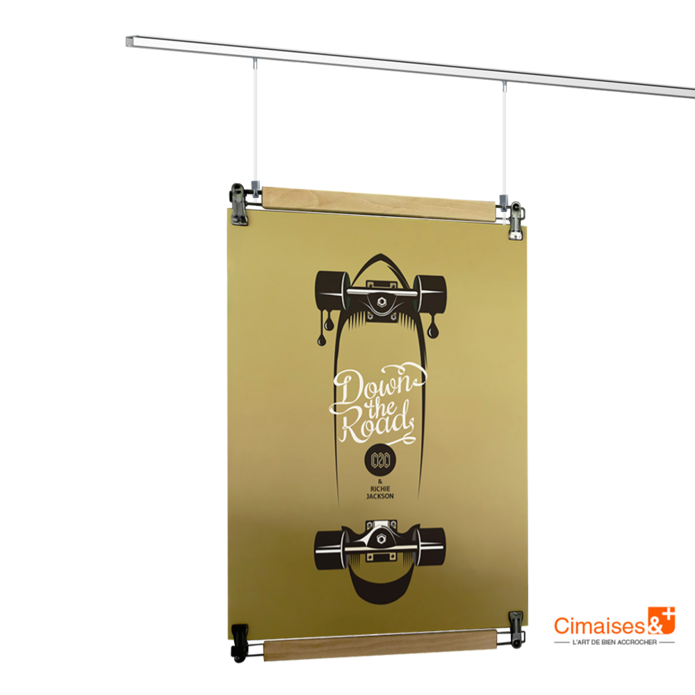 Kit accrochage Plafond Porte Affiche Poster Pant + Top rail (+ visserie) + fils et crochets