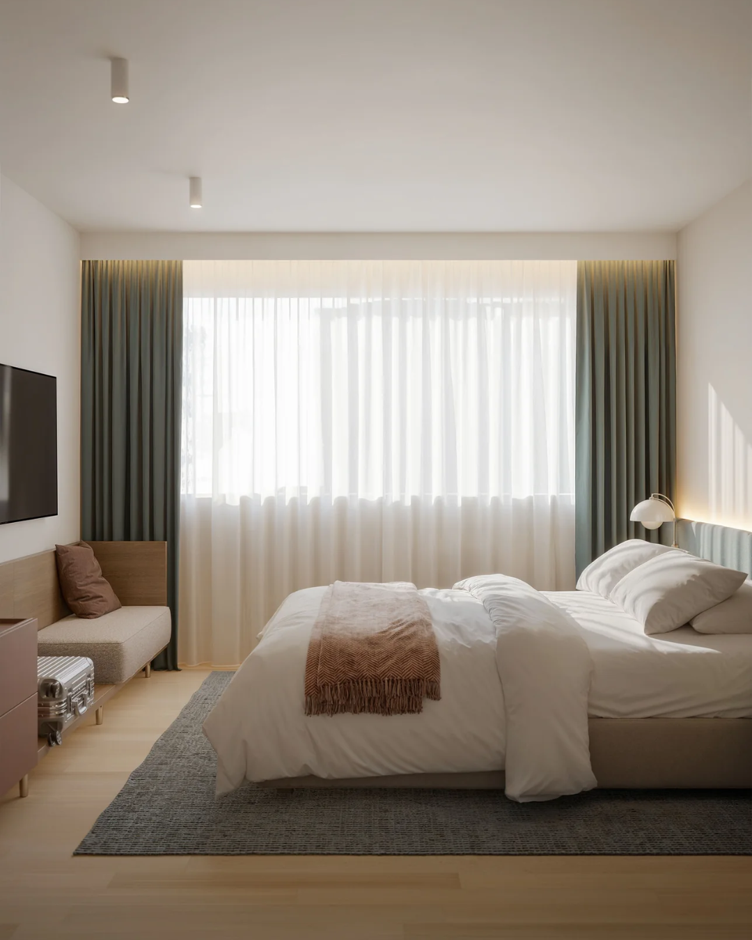 profil ledge cache rideau dans une chambre avec led