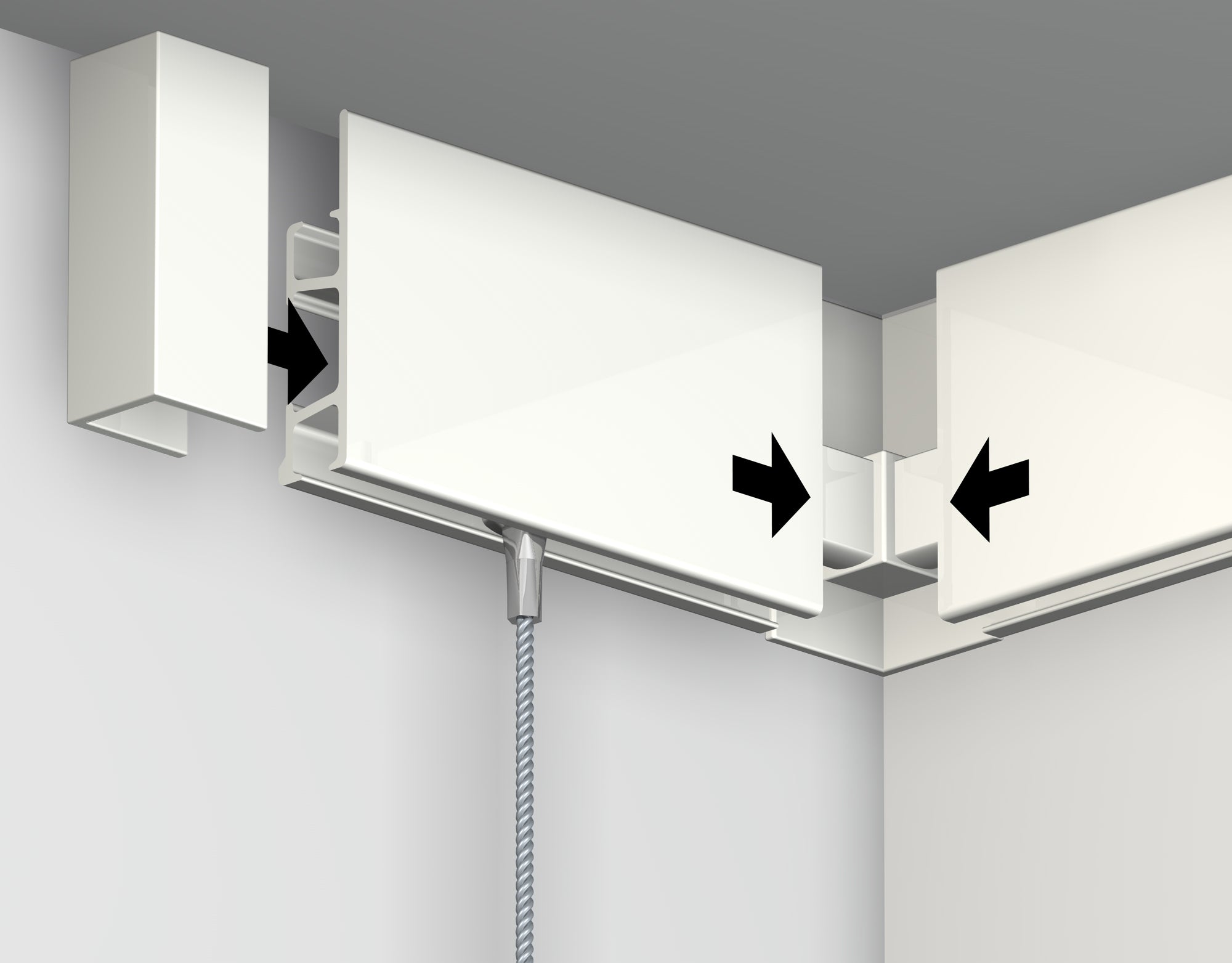 Pack de 4 raccords d'angle Blanc pour Cimaise Gallery-Click R30 Rail - Accessoire Cimaise Newly