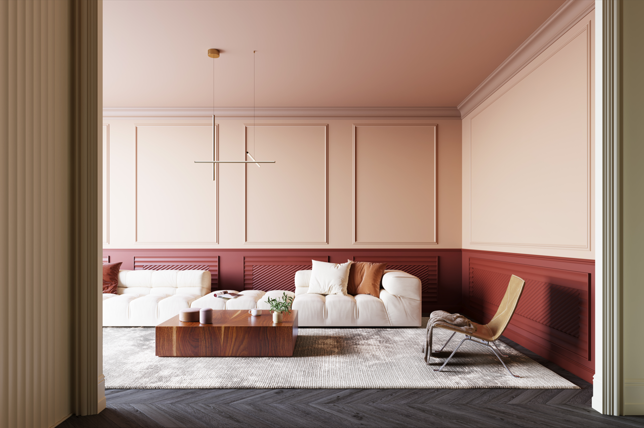 salon dans les tons rouges moderne