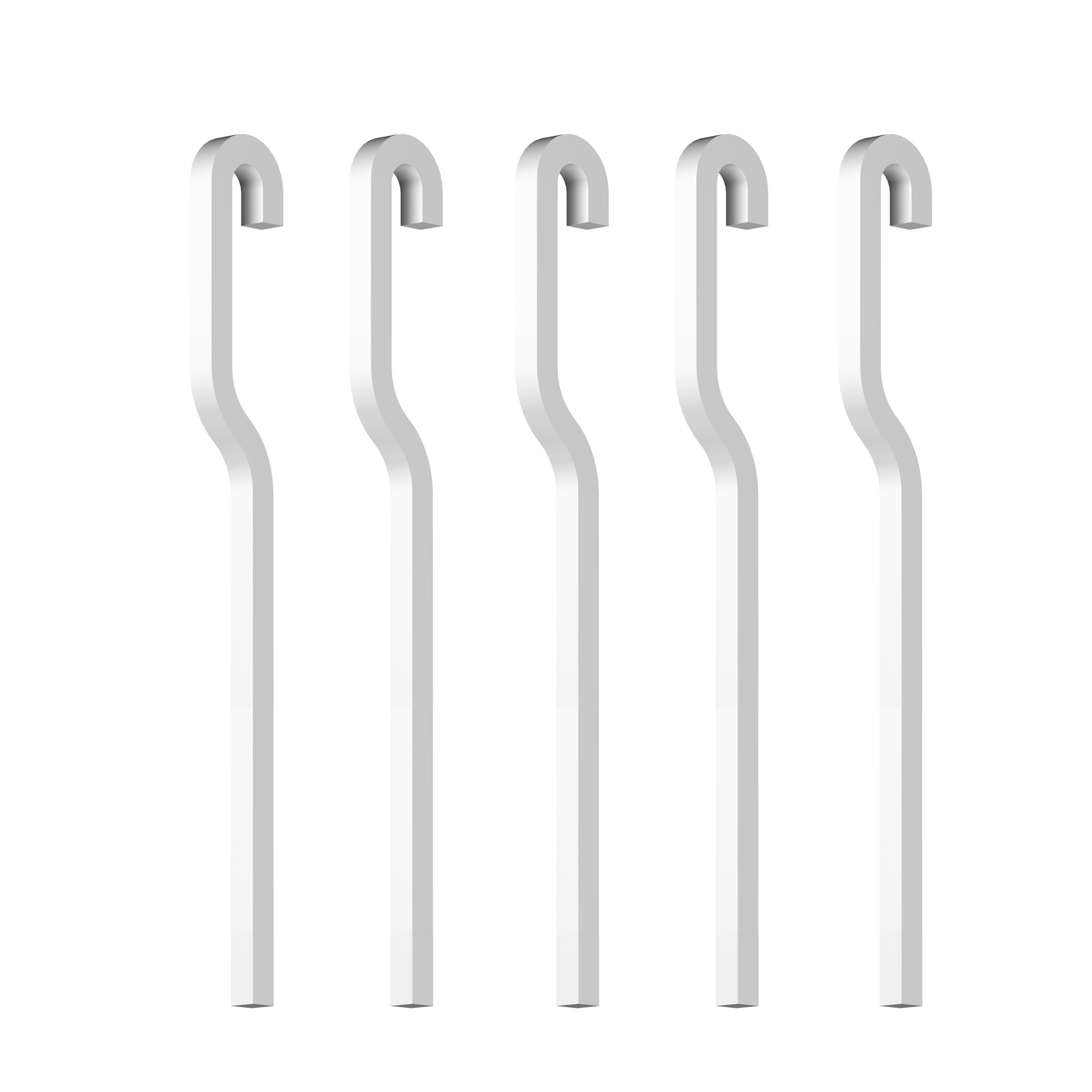 Pack of 5 angled rods for R30 NEWLY picture rails - White aluminum 200 CM