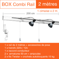 Cimaise Box Artiteq Combi Rail PREMIUM 2 mètres - Kit accrochage tableau