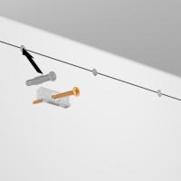 Cimaise Contour Rail blanc 200cm + clips de fixation + vis & chevilles murs durs