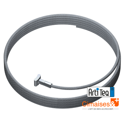 Pack 5 câbles en acier 100 cm + solid slider 2 mm pour cimaise - Accrochage Tableau Artiteq