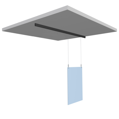 Kit de protection écran plexi suspendu au plafond sur rail pour caisse - système anti postillons