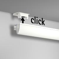 Cimaise Plafond Click Up Rail Blanc brut à peindre 200cm + clips + vis & chevilles multimatériaux - Cimaise Tableau Artiteq