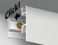 Cimaise Click Rail Pro Blanc Brut à Peindre 200cm + clips de fixation + vis & chevilles murs durs - Cimaise Tableau Artiteq