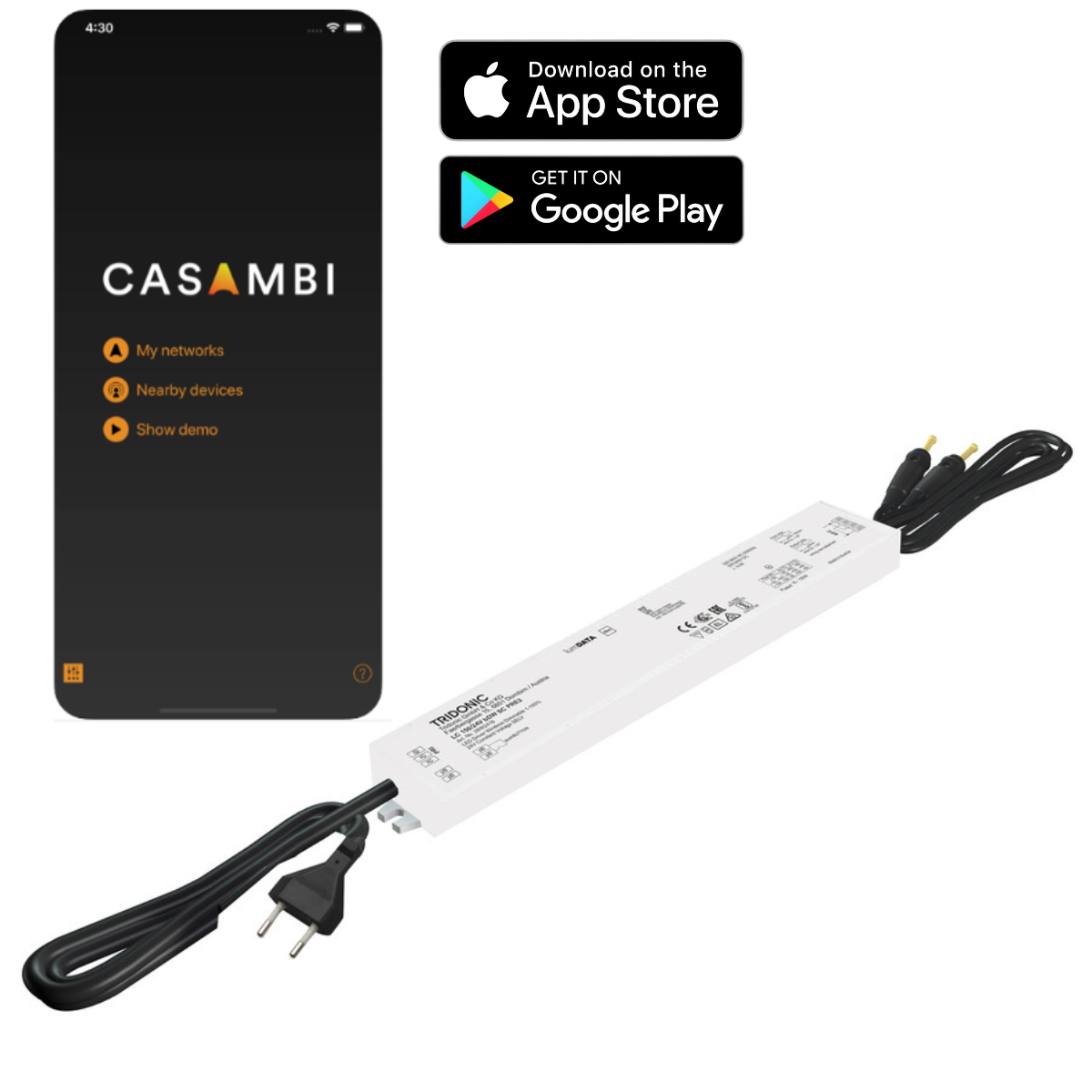 Transformateur dimmable équipé pour système de présentation Display-it LED - Utilisable via l'app CASAMBI - Artiteq