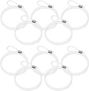 Paquete de 10 cables de bucle de perlón - Cable transparente para colgar y exhibir - 200 cm