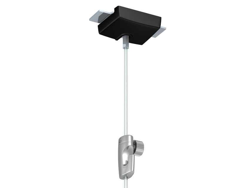 Black false ceiling clamp kit for hanging pictures (lateral)
