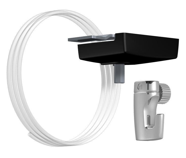 Black false ceiling clamp kit for hanging pictures (lateral)