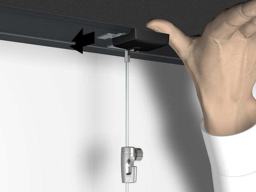 Black false ceiling clamp kit for hanging pictures (lateral)