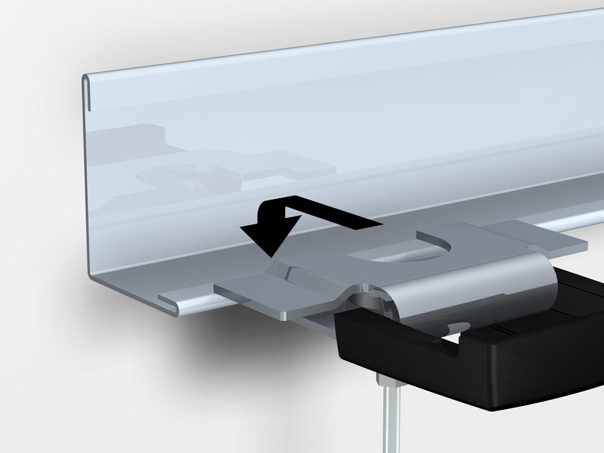 Black false ceiling clamp kit for hanging pictures (lateral)