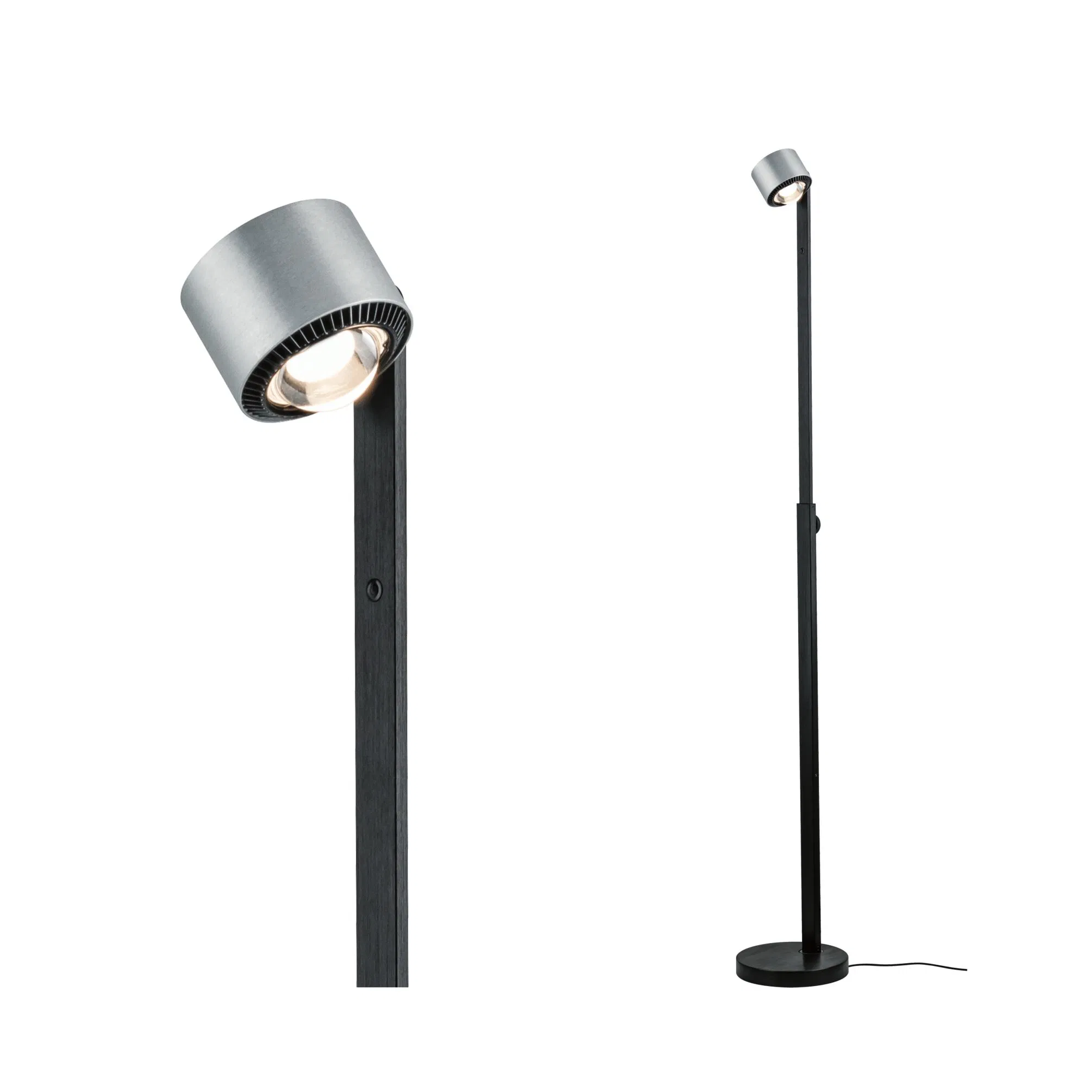 Lámpara de pie LED Aldan de 17 W en aluminio negro y cepillado - iluminación de cuadros