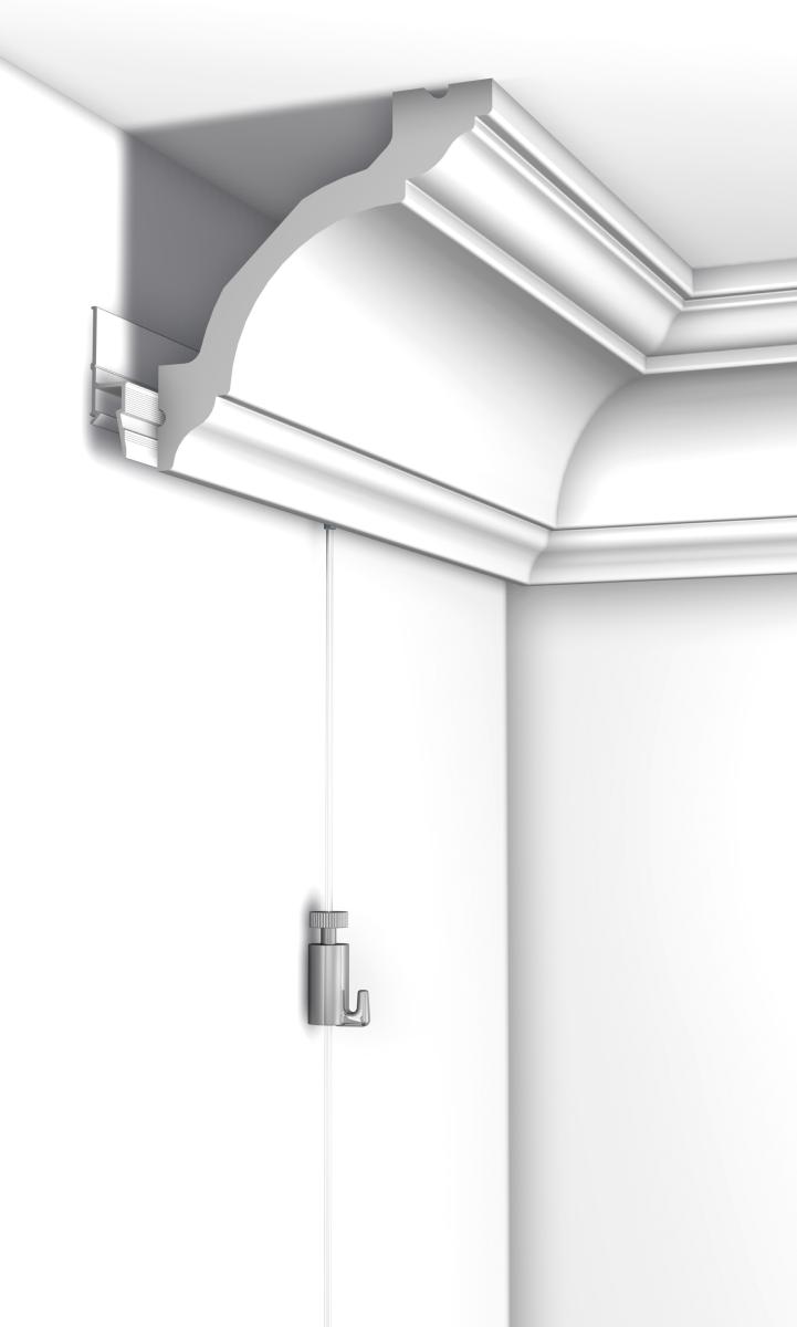 Kit Cimaise tableau DecoRail Artiteq 200 cm + corniche Orac Decor C213 - 200 x 8 x 8 cm - vis & chevilles murs mixtes