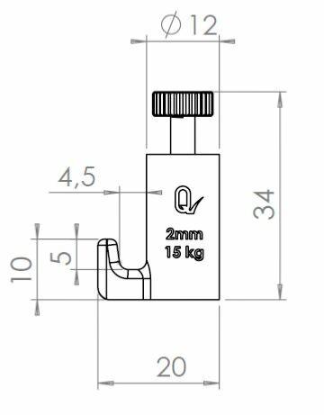 Pack of 5 self-locking picture hooks 15 kg 2 mm - Artiteq Picture Hanging