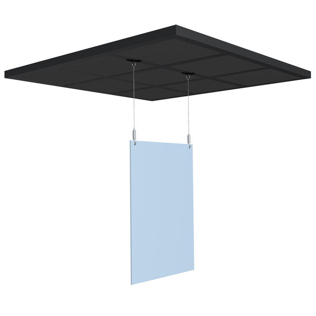 Pack of 4 Black 24 mm false ceiling clips - steel cable suspension with loop
