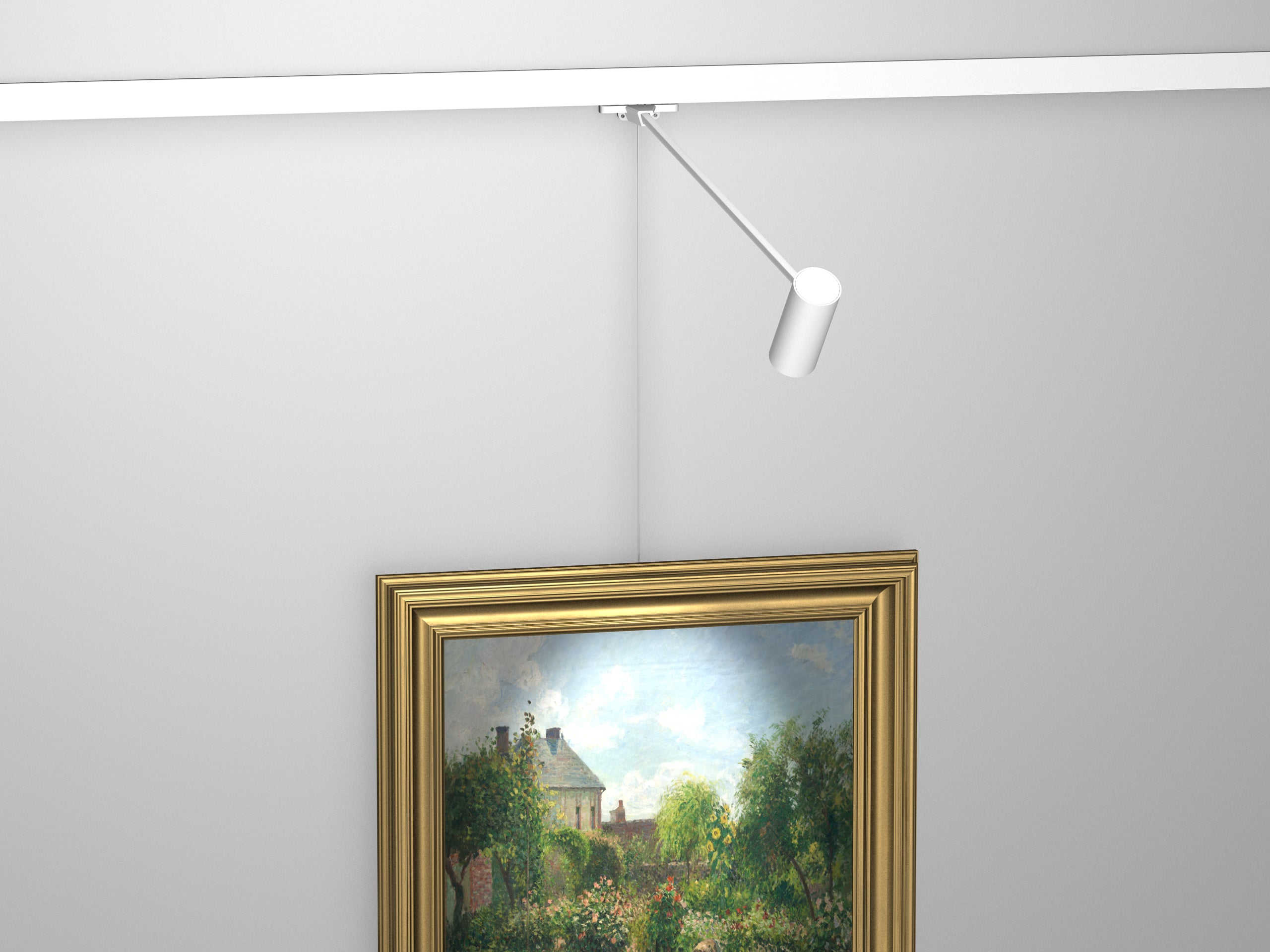 Spot sur tige 50 cm blanc Illume Duo Rail - Accrochage et éclairage tableau Artiteq