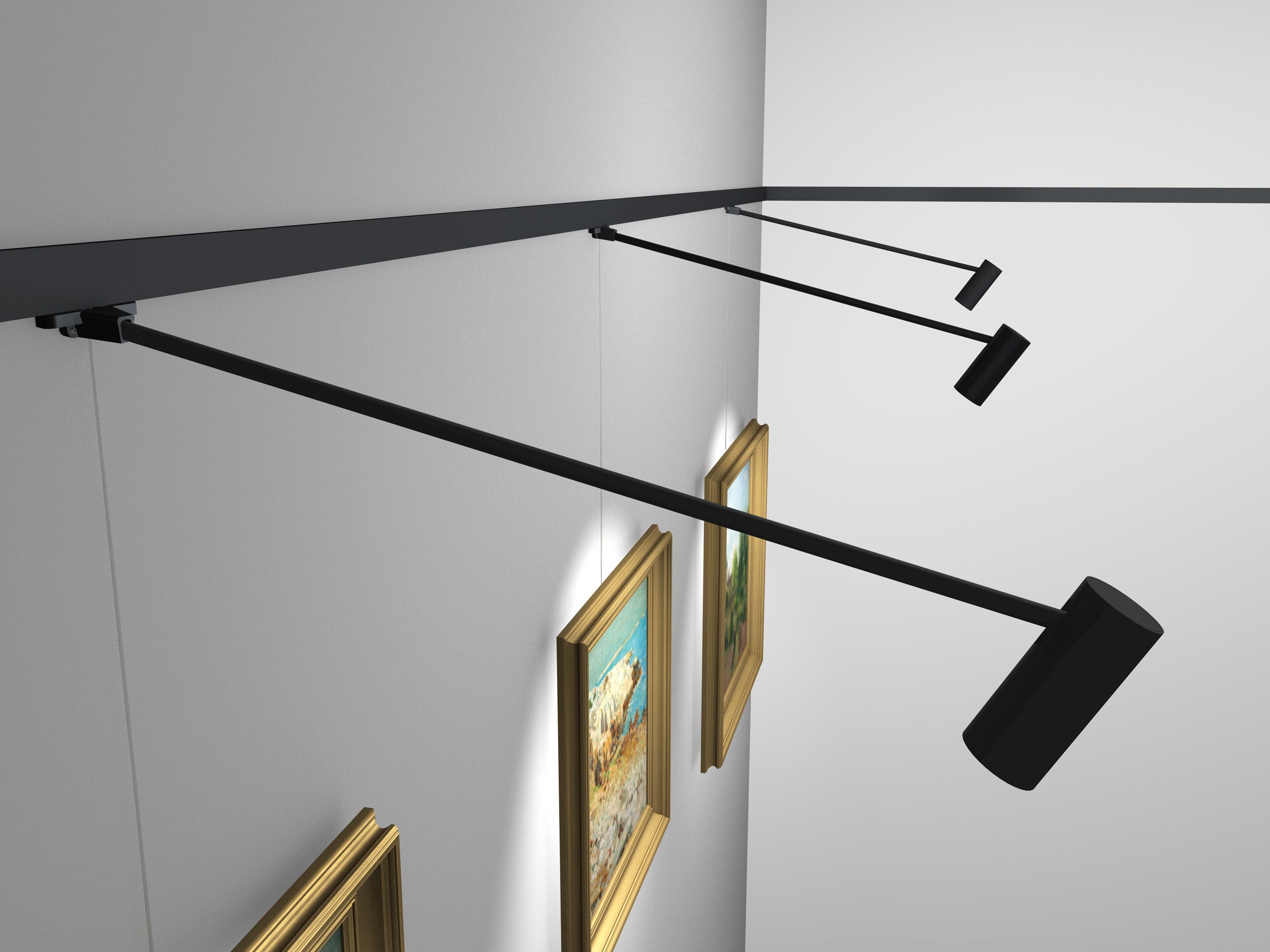 Cimaise Illume Duo Rail Noir 200 cm - Accrochage et éclairage tableau Artiteq