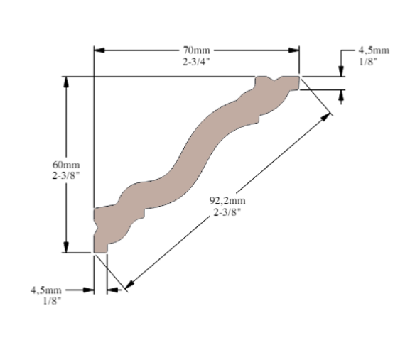 Cornisa de techo, rieles para cuadros y más C19 - 7x6x200cm (alto x ancho) - moldura