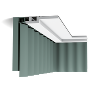 C395 STEPS Corniche pour éclairage indirect et cache tringle à rideau Orac Decor -15,5x3,1x200cm (h x p x L) - moulure décorative polyuréthane