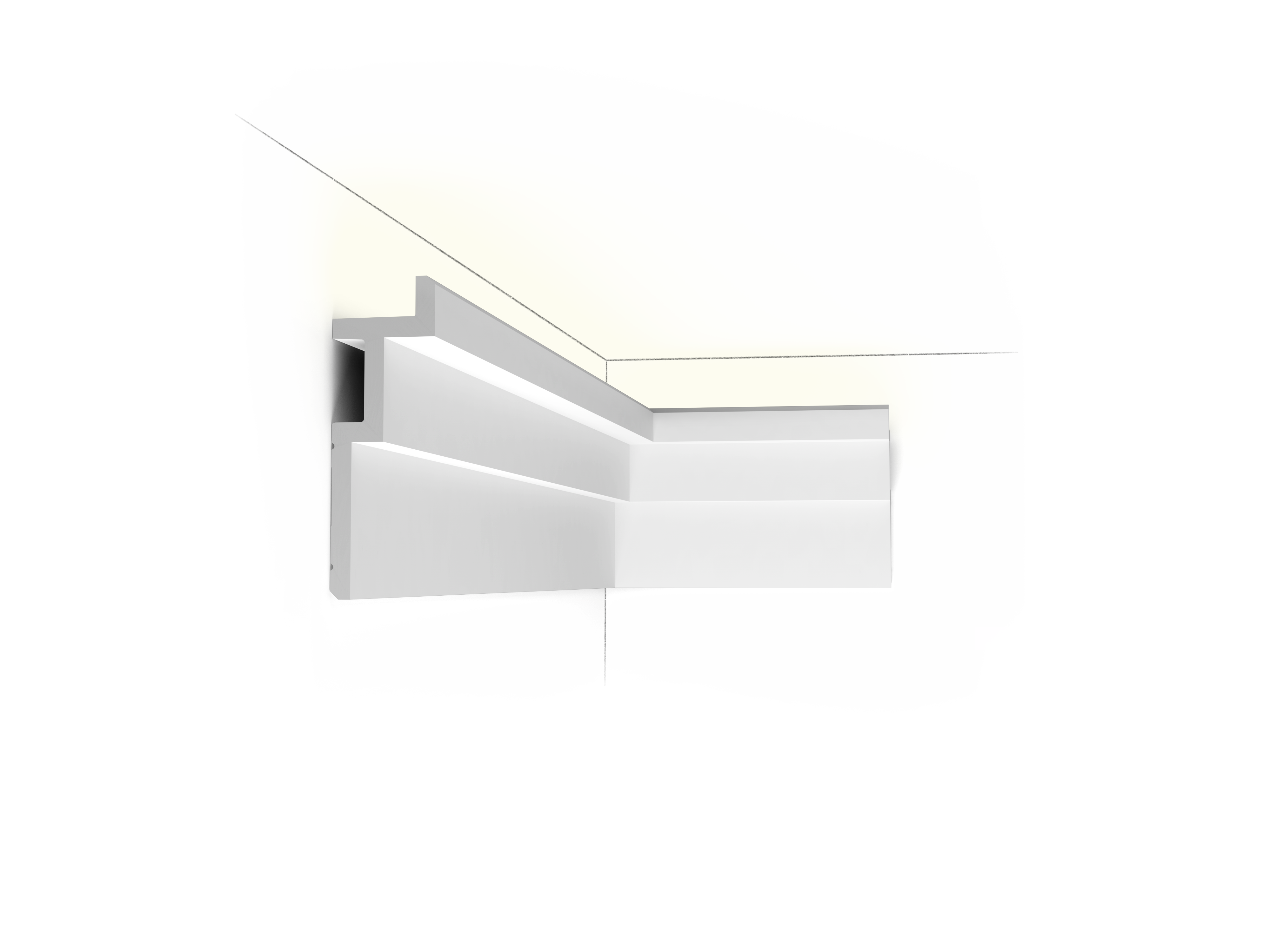 C396 STEPS Corniche Plafond pour éclairage indirect et cache tringle à rideau Orac Decor - 18,5x6,1x200cm (h x p x L) - moulure décorative polyuréthane