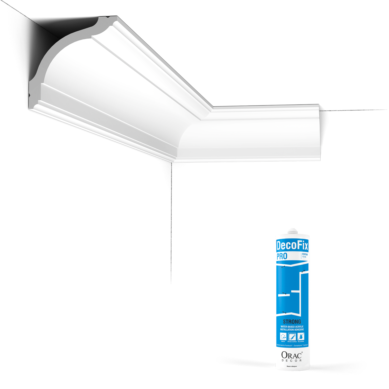 Paquete de 10 metros de Cornisas de Techo CX127 con cola - Orac x Rieles para cuadros y más - 9,