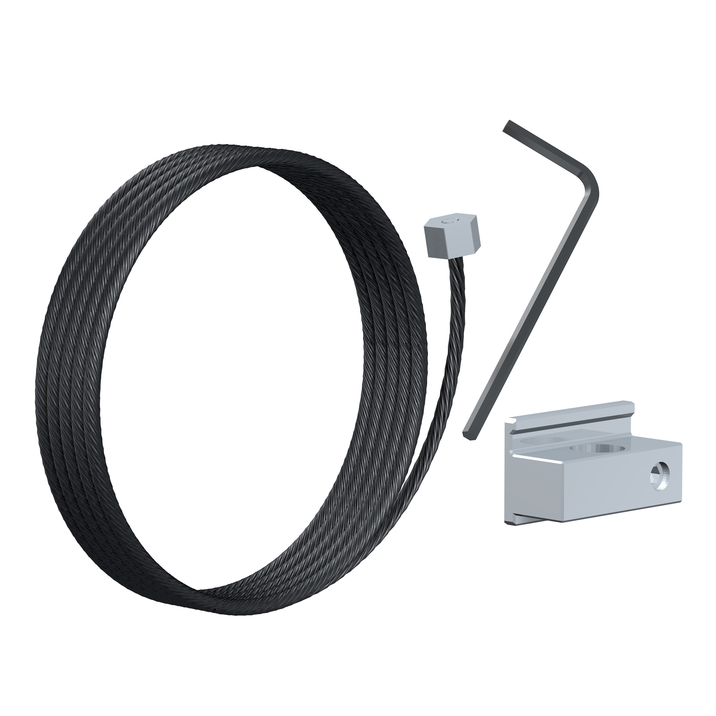 Set Slider câble acier inoxydable 1,8 mm Noir pour cimaise Museum PLUS 500 cm
