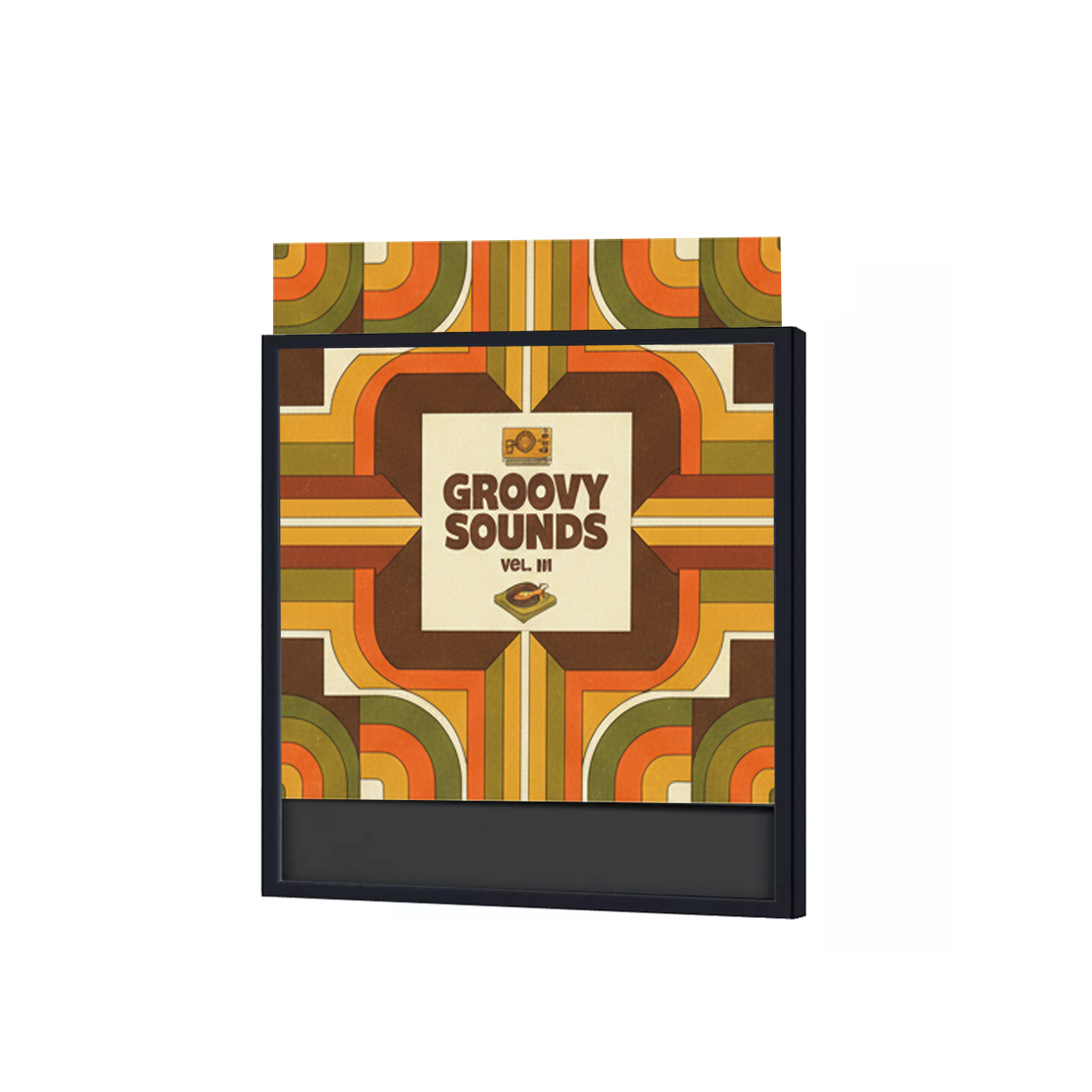 Cadre porte disque vinyle en bois baguette noir - pochette 33 tours - Cimaises et plus