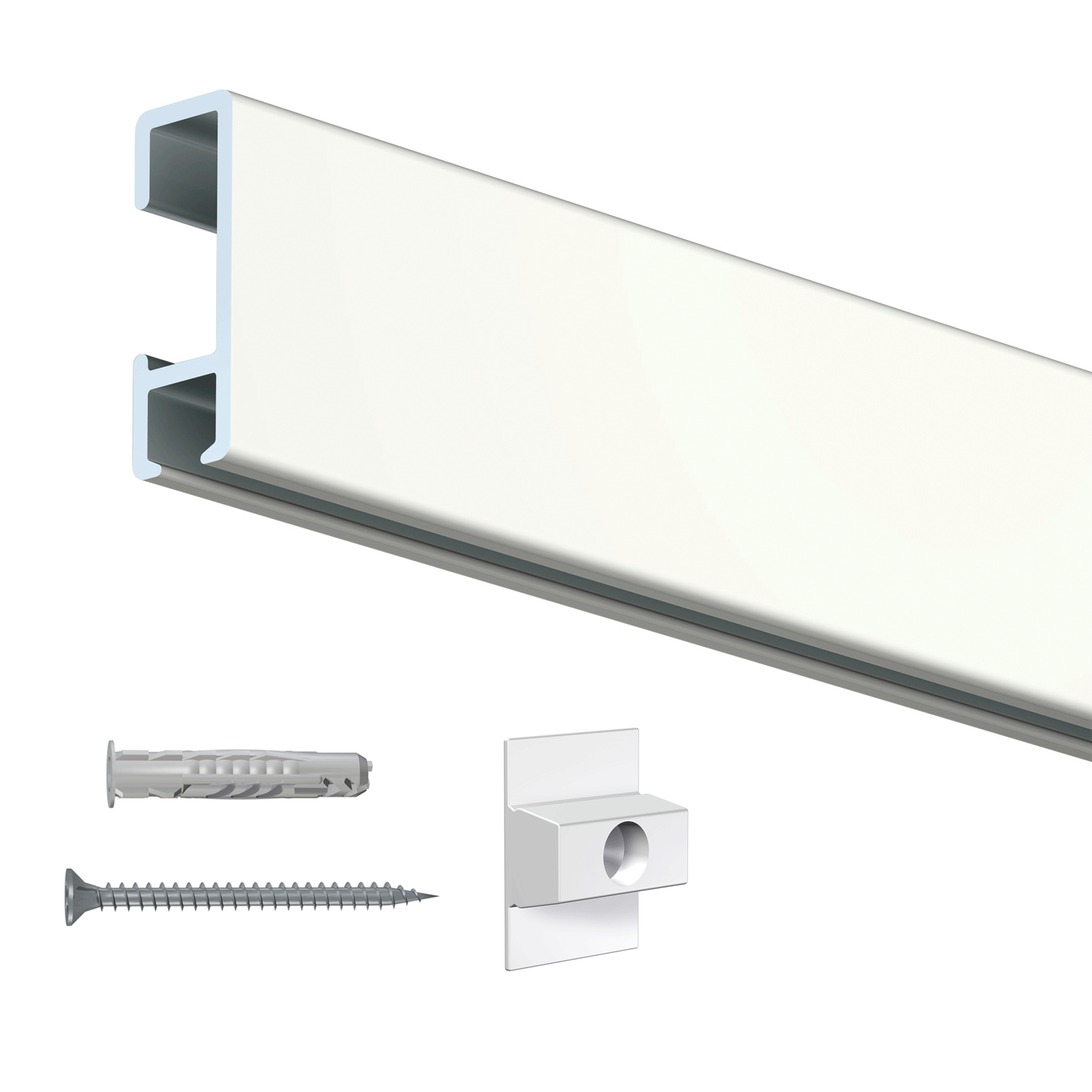 Click Rail Picture Rail 200cm cm + clips, screws and plugs for hollow walls - Artiteq Picture Rail