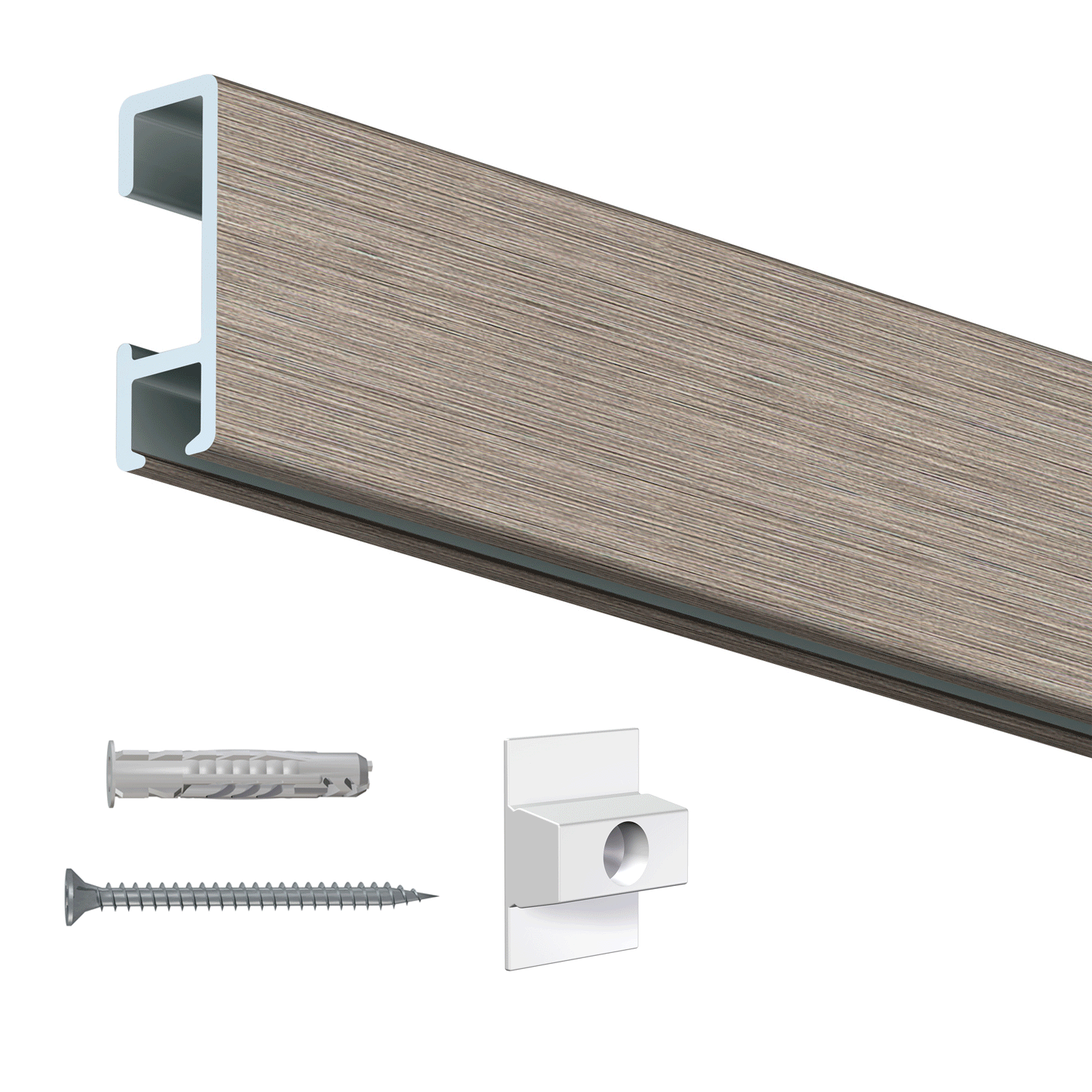 Click Rail Picture Rail 200cm cm + clips, screws and plugs for hollow walls - Artiteq Picture Rail