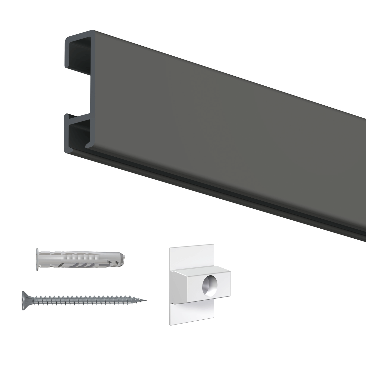 Click Rail Picture Rail 200cm cm + clips, screws and plugs for hollow walls - Artiteq Picture Rail