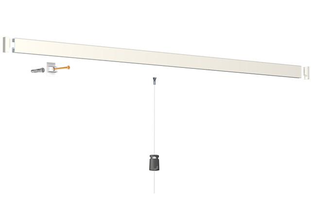 Cimaise Click Rail 200cm cm + clips, vis et chevilles murs Creux - Cimaise Tableau Artiteq
