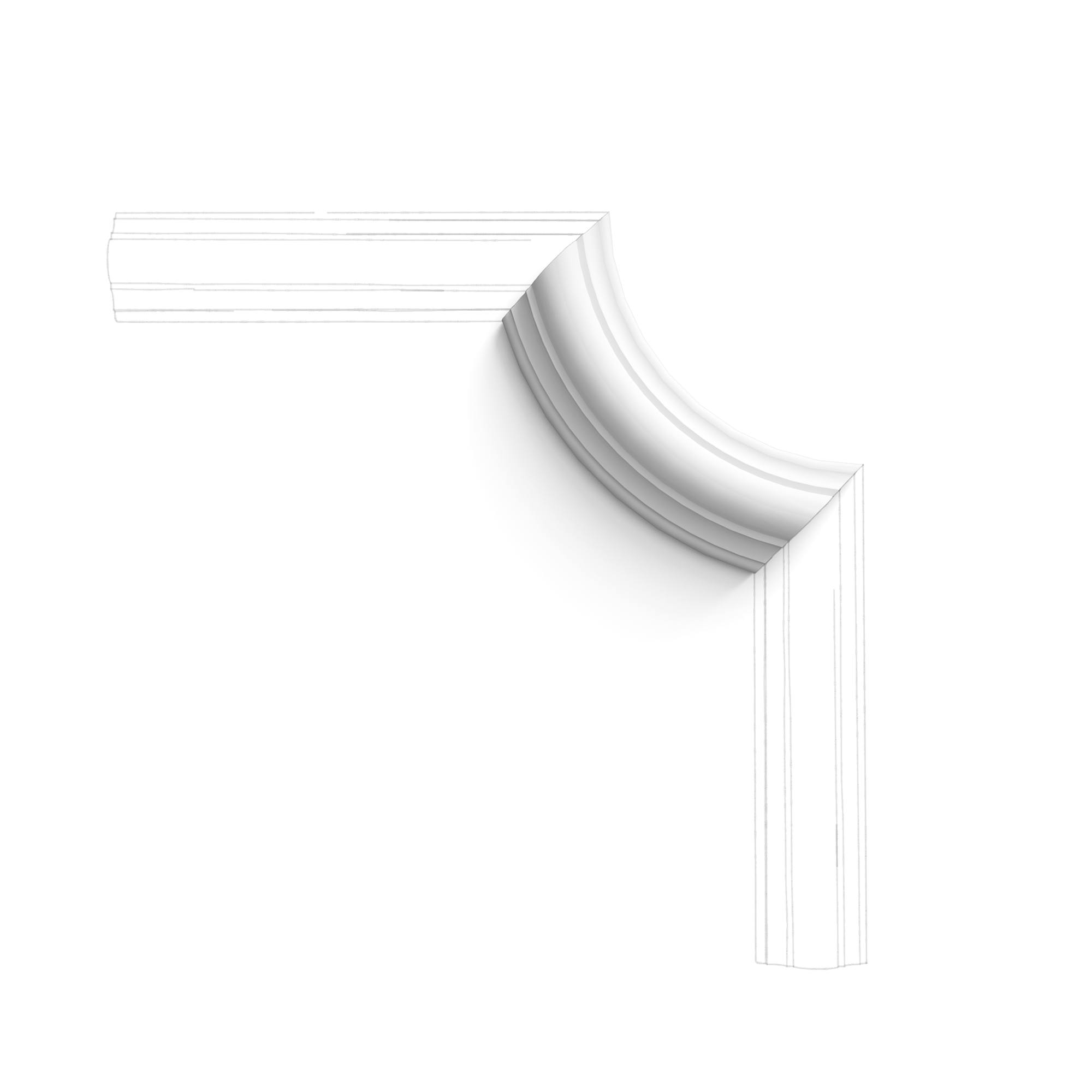 P4020A Coin cimaise Orac Decor - 7x3x7cm (h x p x L) - éléments décoratif polyur