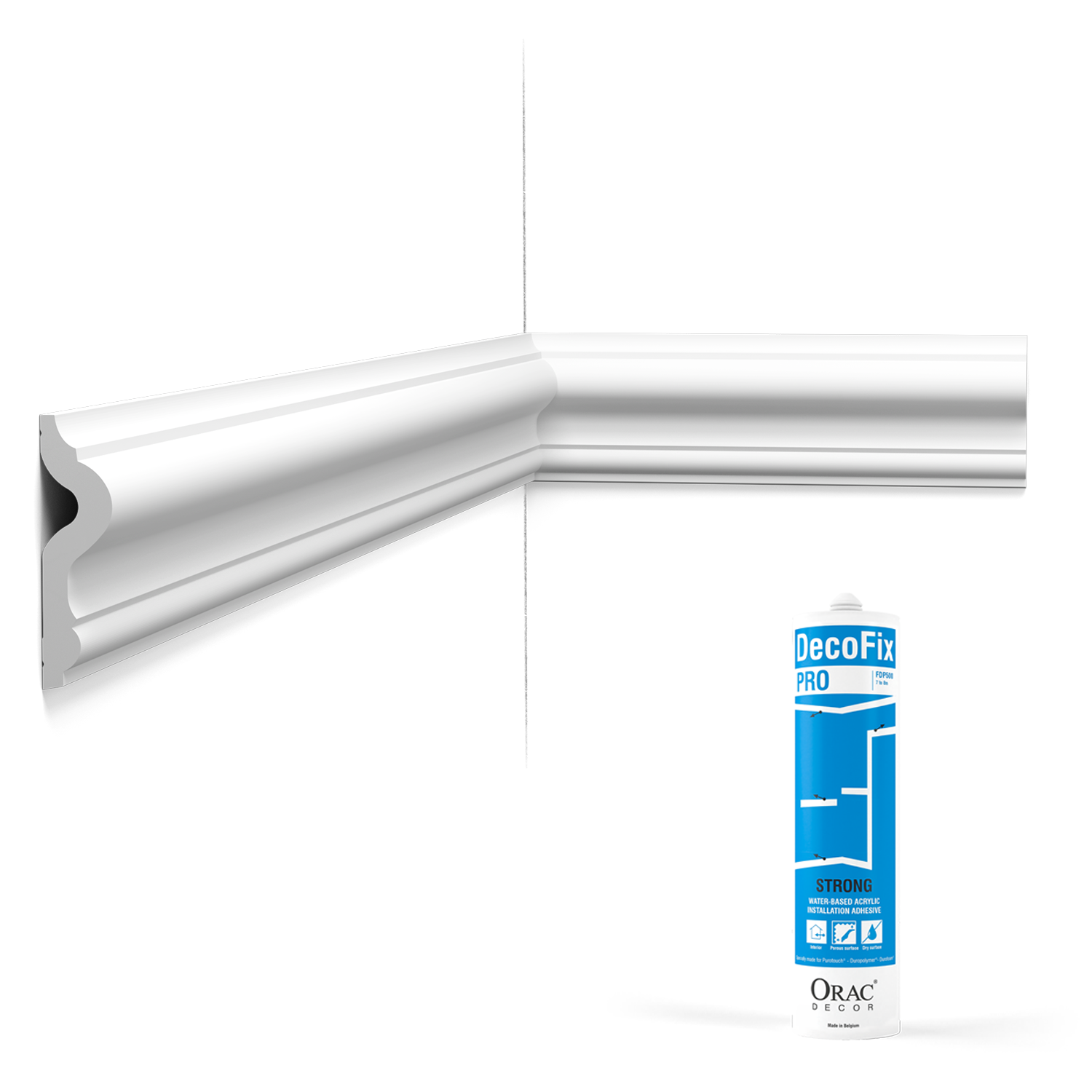 Pack 10 mètres Cimaise murale PX202 avec colle - Orac x Cimaises-et-plus - 7,5 x