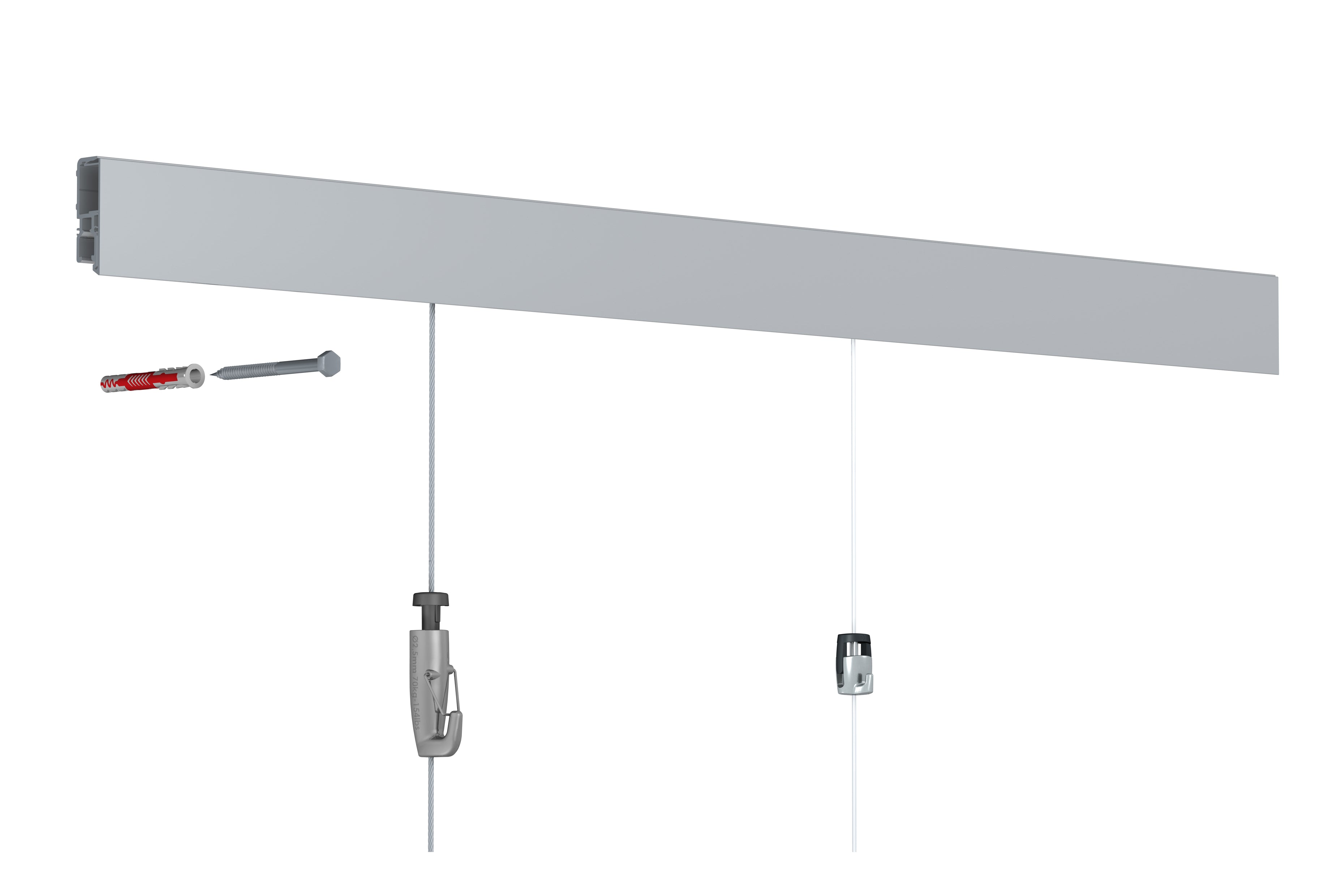 Capot pour cimaise R70 Newly 200CM couleur gris alu -Museum Line cimaise tableau